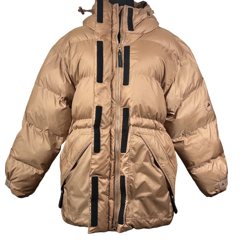 Adidas by Stella McCartney Tan Hooded Puffer Jacket, Size Small - Picture 5 of 16
